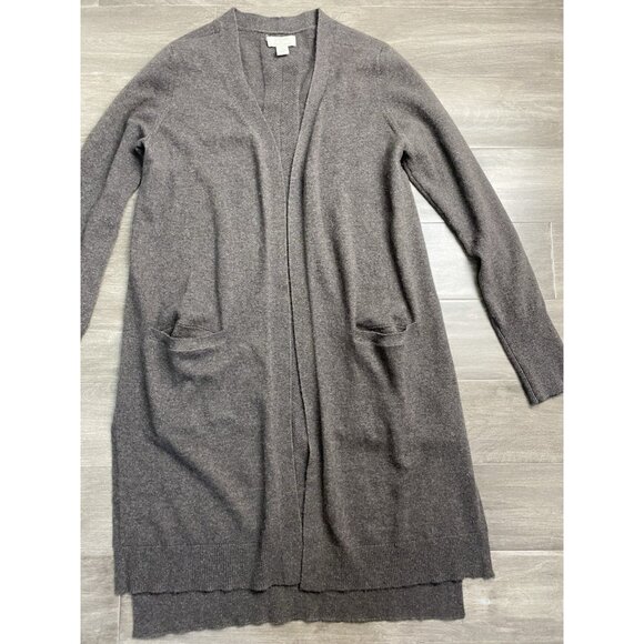 Womens Sweater ST TROPEZ tan 100% cashmere long open duster cardigan size M - Picture 5 of 8